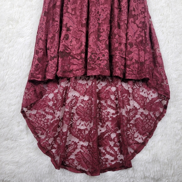 NWT Med Allandwell Lace Dip Floral Wine Red Hem Burgundy Feminine Whimsical - Picture 3 of 11
